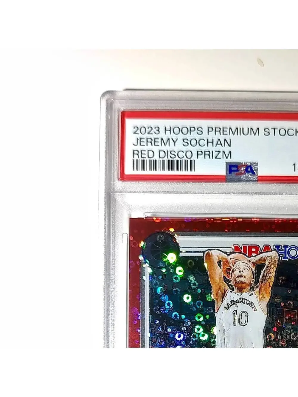Jeremy Sochan 2023 Panini Hoops Premium #34 48/149 Red Disco Prizm PSA 10 Gem